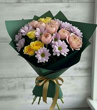 Букет цветов из:  Хризантемы и Розы в Воронеже
